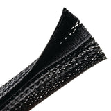 HellermannTyton 170-03156 | Braided Sleeving, Hook & Loop, Flame Retardant, 2.0" Dia, Pet, Black, 100 Ft/Bulk Reel