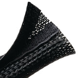HellermannTyton 170-03157 | Braided Sleeving, Hook & Loop, Flame Retardant, 2.5" Dia, Pet, Black, 100 Ft/Bulk Reel