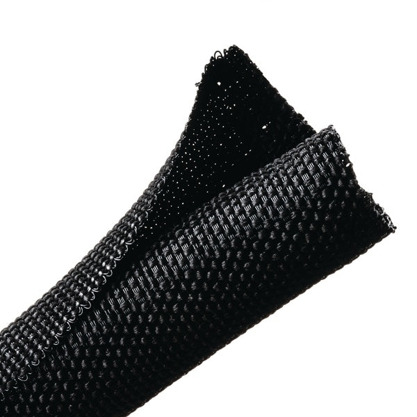 HellermannTyton 170-03183 | Braided Sleeving, Split Wrap Woven, 5/8 Dia, Pet, Black, 250 Ft/Bulk Reel