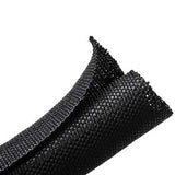 HellermannTyton 170-03185 | Braided Sleeving, Split Wrap Woven, 1.0" Dia, Pet, Black, 100 Ft/Bulk Reel