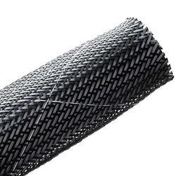 HellermannTyton 170-03187 | Braided Sleeving, Expandable, Flame Retardant, 0.38" Dia, Pet, Black, 500 Ft/Reel
