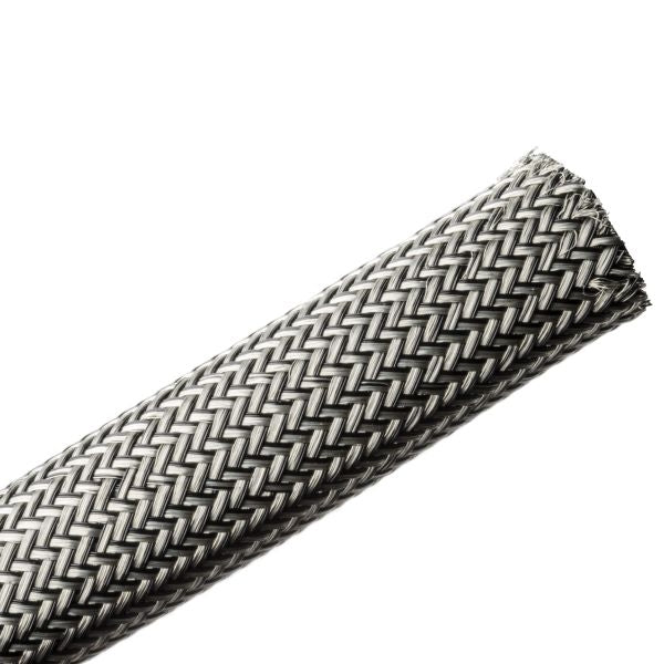 HellermannTyton 173-01200 | Electromagnetic Protection Braided Sleeving, 12 mm Dia., PET/Tinned Copper Braid, 164 ft/Reel