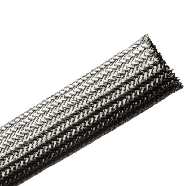 HellermannTyton 173-01400 | Electromagnetic Protection Braided Sleeving, 14 mm Dia., PET/Tinned Copper Braid, 328 ft/Reel