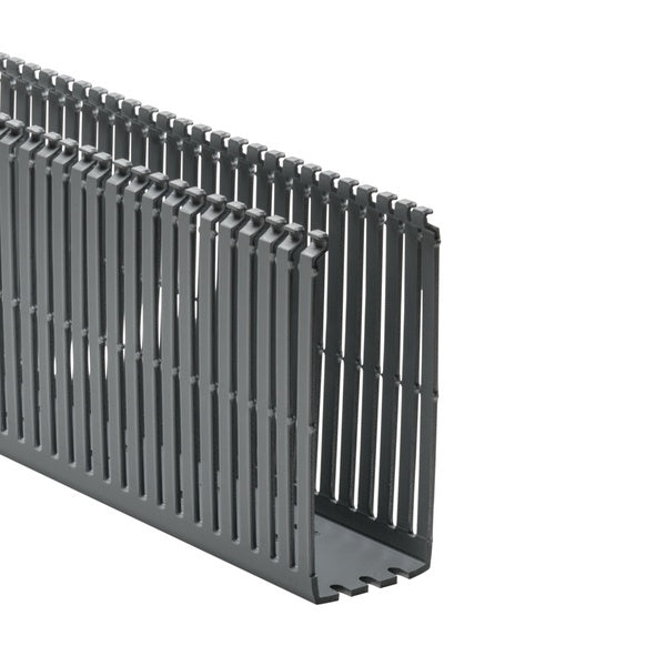 HellermannTyton 181-00252 | High Density Slotted Wall Wiring Duct, 2" X 5", Non-Adhesive, Pvc, Gray, 120Ft/Carton