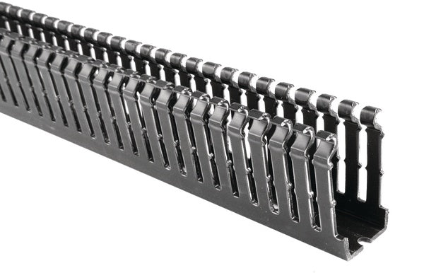 HellermannTyton 181-00615 | High Density Slotted Wall Wiring Duct, 3" X 3", Non-Adhesive, Pvc, Black, 120Ft/Carton