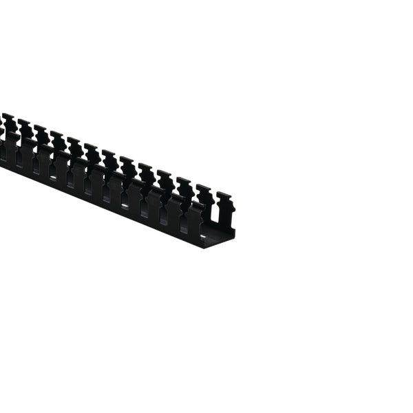 HellermannTyton 181-15505 | Slotted Wall Wiring Duct, 1.5" X 1.5", Non-Adhesive, Pvc, Black, 120Ft/Carton