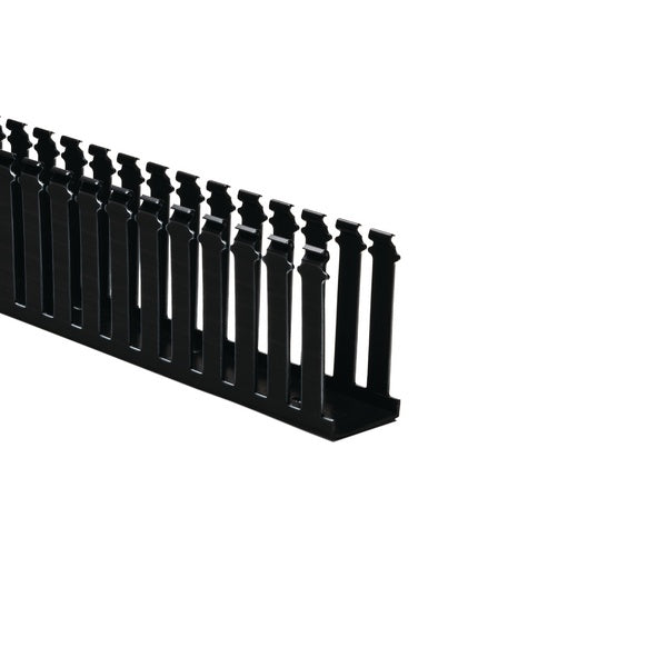 HellermannTyton 181-24005 | Slotted Wall Wiring Duct, 2" X 4", Non-Adhesive, Pvc, Black, 30Ft/Box