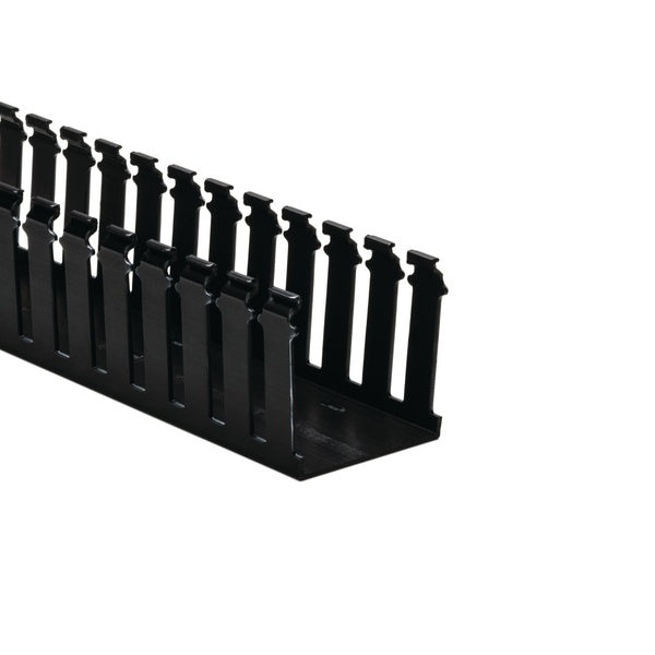 HellermannTyton 181-33009 | Slotted Wall Wiring Duct, 3" x 3", Non-Adhesive, PVC, Black, 120ft/Carton