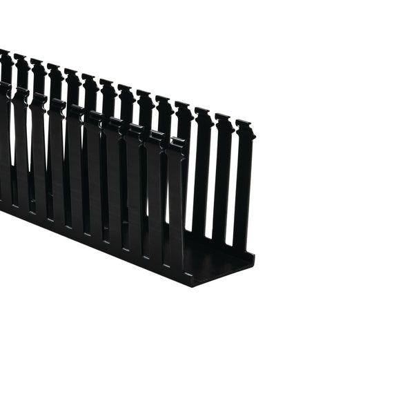 HellermannTyton 181-35002 | Slotted Wall Wiring Duct, 3" X 5", Non-Adhesive, Pvc, Black, 120Ft/Carton