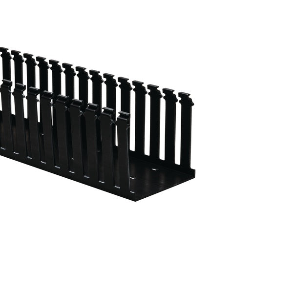 HellermannTyton 181-44020 | Slotted Wall Wiring Duct, 4" x 4", Non-Adhesive, PVC, Black, 120ft/Carton