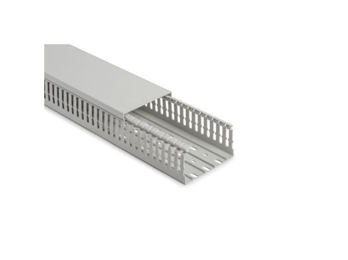 HellermannTyton 183-22580 | Halogen Free Slotted Wiring Duct & Cover, w/o Adhesive, 25mm x 80mm, PC/ABS, Gray, 20 m/Box