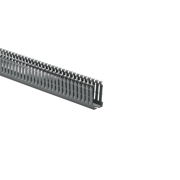 HellermannTyton 184-12005 | High-Density Slotted-Wall Wiring Duct, 1" x 2", Non-Adhesive, PVC, Gray, 120 ft/carton