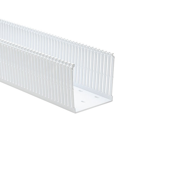 HellermannTyton 184-44003 | High Density Slotted Wall Wiring Duct, 4" X 4", Non-Adhesive, Pvc, White, 30Ft/Box