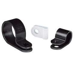 HellermannTyton 211-00266 | P-Clamp, 0.39" Wide, 0.37" Max Bundle Dia, 0.17" Mounting Hole Dia, PA66, Black, 1000/pkg
