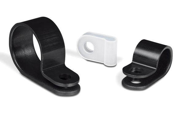 HellermannTyton 211-60006 | P-Clamp, 0.39" Wide, 0.49" Max Bundle Dia, 0.17" Mounting Hole Dia, PA66HS Black, 100/pkg