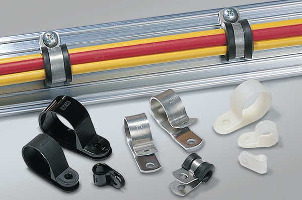 HellermannTyton 211-60008 | P-Clamp, 0.39" Wide, 0.63" Max Bundle Dia, 0.17" Mounting Hole Dia, PA66HS Black, 100/pkg