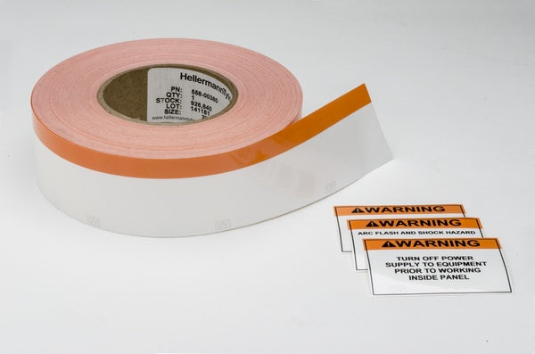 HellermannTyton 558-00330 | Adhesive Labels, Banded Color Continuous Roll, 3.0" X 250', Pet, Orange/White, 250 Ft/Roll