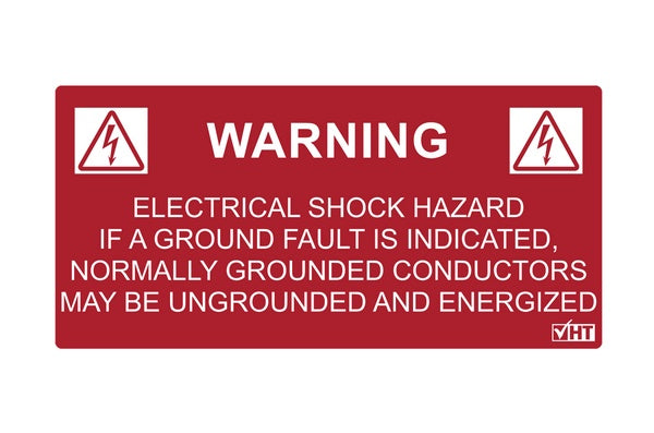 HellermannTyton 596-00234 | Solar Label, WARNING GROUNDED CONDUCTORS ENERGIZED..., 4.125" x 2.0", VL, Red, 50/roll