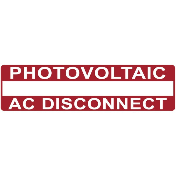 HellermannTyton 596-00237 | Solar Label, Printable, 2017 Code, PHOTOVOLTAIC AC DISCONNECT, 3.75" x 1.0", PET, Red, 50/roll