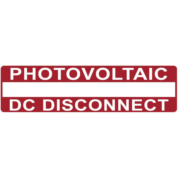 HellermannTyton 596-00238 | Solar Label, Printable, 2017 Code, PHOTOVOLTAIC DC DISCONNECT, 3.75" x 1.0", PET, Red, 50/roll