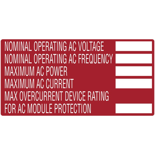 HellermannTyton 596-00252 | Solar Label, Printable, 2017 Code, AC MODULE, 4.0" x 2.0", PET, Red, 50/roll
