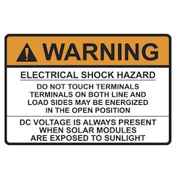HellermannTyton 596-00496 | Solar Label, Warning Electrical Shock Hazard…Dc Voltage, 3.75" X 2.5", Vl, Orange/White, 50/Roll