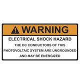HellermannTyton 596-00588 | Solar Label, Warning Electrical Shock Hazard, 4.125" X 2.0", Vl, Orange/White, 50/Roll