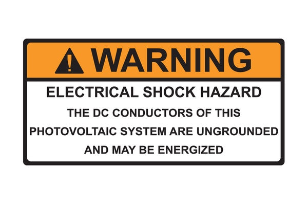HellermannTyton 596-00588 | Solar Label, Warning Electrical Shock Hazard, 4.125" X 2.0", Vl, Orange/White, 50/Roll