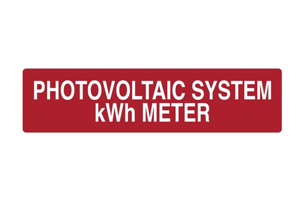 HellermannTyton 596-00743 | Solar Label, PHOTOVOLTAIC SYSTEM kWh METER, 4.0" x 1.0", VL, Red, 10/pkg