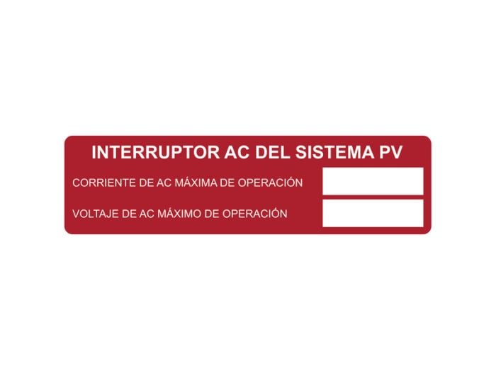 HellermannTyton 596-00818 | Solar Label, Printable, Spanish, Photovoltaic Ac Disconnect, 3.75" x 1.0", PET, Red, 50/roll