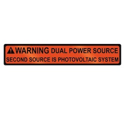 HellermannTyton 596-00833 | Metal Solar Placard, 2017 Code, WARNING DUAL POWER SOURCE SYSTEM, 4.0" x .75", AL, Orange, 5/pkg