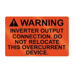 HellermannTyton 596-00836 | Metal Solar Placard, WARNING INVERTER OUTPUT OVERCURRENT DEVICE, 2.0" x 1.25", AL, Orange, 5/pkg