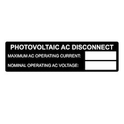 HellermannTyton 596-00838 | Metal Solar Placard, Hand Writable, PHOTOVOLTAIC AC DISCONNECT..., 3.75" x 1.0", AL, Black, 5/pkg