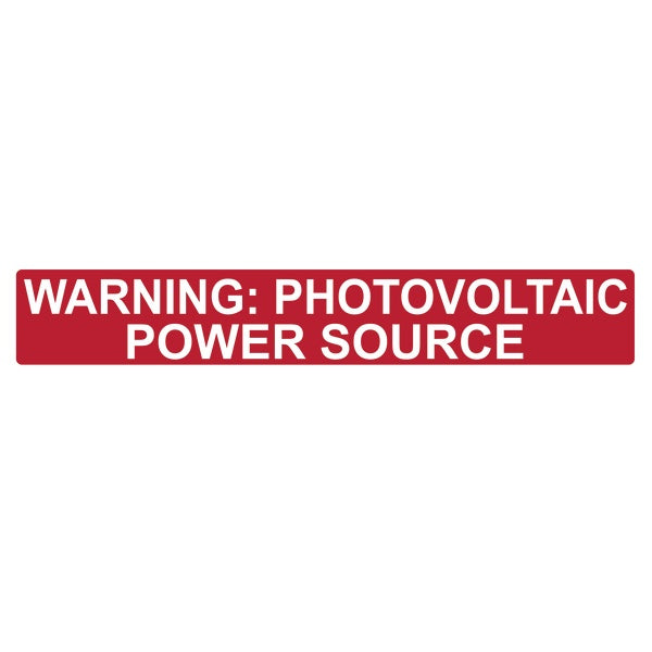 HellermannTyton 596-00896 | Solar Label, Reflective, Warning Photovoltaic Power Source, 6.5" X 1.0", Vl, Red, 500/Roll