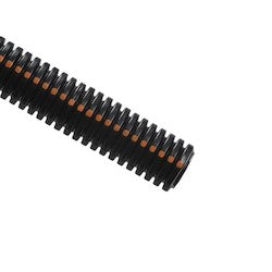 HellermannTyton 904-00921 | Convoluted Tubing, Slit, 2" Dia, PEUV, Black with Orange Stripe, 800ft/carton