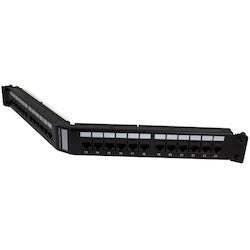 HellermannTyton APP110C624 | Category 6 Angled Universal 24 Port Patch Panel, 1U, Black, 1/box