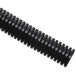 HellermannTyton CTN1140STD | Convoluted Tubing, Slit, 1.25" Dia, Pa6, Black With Gray Stripe, 250 Ft/Carton