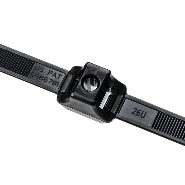 HellermannTyton DCT90HIRK2 | Dual Clamp Tie, 0.25" Stud Dia, 1.30" Max Bundle Dia, 150Lb, Pa66Hirhsuv, Black 50/Pkg