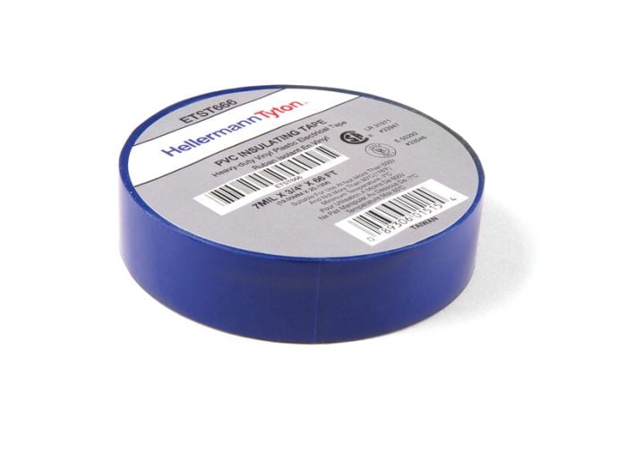 HellermannTyton ETST666 | Electrical Tape, .75" x 66ft. Roll, 7.0 mil Thick, PVC, Blue, 10 rolls/pkg