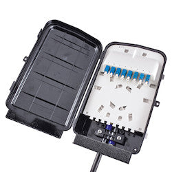 HellermannTyton FFE-2LAP | Fiber Façade Enclosure, 7-10 mm, LC-PC Simplex, With Adapters And Pigtails Installed, Black, 1/pkg