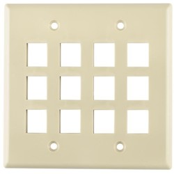 HellermannTyton FPDG12-I | Dual Gang 12 Port Flush Mount Faceplate, ABS 94V-0, Ivory, 1/pkg