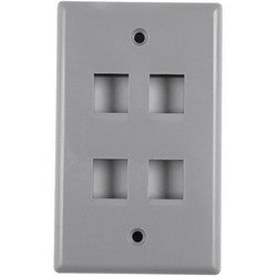 HellermannTyton FPDUAL-GRY | Standard Single Gang 2 Port Faceplate, ABS 94V-0, Gray
