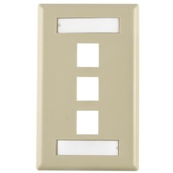 HellermannTyton FPITRIPLE-I | Single Gang 3 Port Faceplate With ID Windows, ABS 94V-0, Ivory, 1/pkg