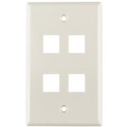 HellermannTyton FPQUAD-FW | Standard Single Gang 4 Port Faceplate, ABS 94V-0, Office White, 1/pkg