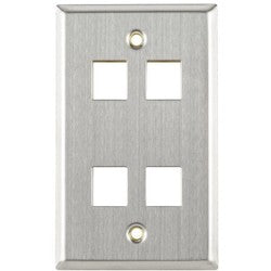 HellermannTyton FPQUAD-SS | Flush Mount Faceplate 4 Port, Stainless Steel,1/pkg