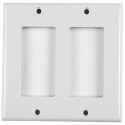HellermannTyton FPRDG-FW | Dual Gang Rectangular Decorator Faceplate, ABS 94V-0, Office White