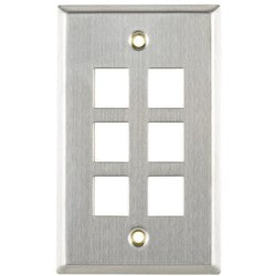 HellermannTyton FPSIX-SS | Flush Mount Faceplate 6 Port, Stainless Steel,1/pkg
