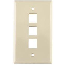 HellermannTyton FPTRIPLE-I | Standard Single Gang 3 Port Faceplate, ABS 94V-0, Ivory, 1/pkg
