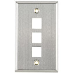 HellermannTyton FPTRIPLE-SS | Flush Mount Faceplate 3 Port, Stainless Steel,1/pkg