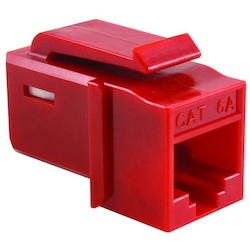 HellermannTyton GSTJ6AU-RD | GST Category 6A UTP Modular Keystone Jack, Plenum Rated, Red, 1/bag